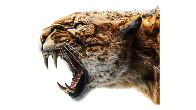 A saber-toothed cat with a transparent background.