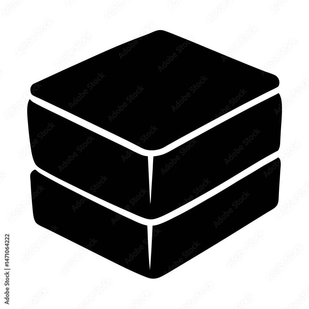 Poster stylized black cube stacked upon each other with white space in between