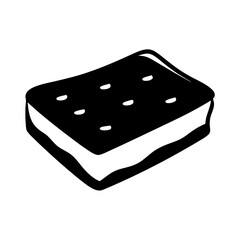 Monochrome flat vector illustration of an ice cream sandwich dessert food