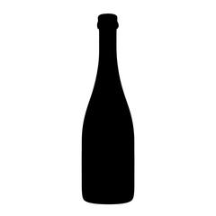 Elegant silhouette of a black wine bottle against a stark white backdrop
