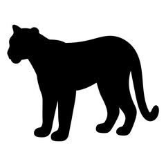 Silhouette of a Powerful Panther Standing Alert and Ready to Pounce