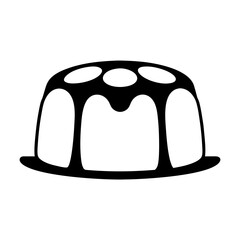 Black and white silhouette of a pudding dessert with rounded top