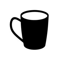 Simple Black Mug Silhouette with Liquid Inside, Ideal for Morning Coffee