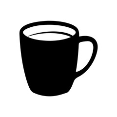 A Silhouette of a Mug Filled with Liquid, isolated on white background