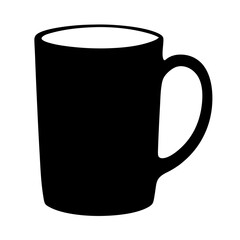 Minimalist black coffee mug silhouette against a plain white background image