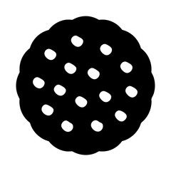 Silhouette image of a delicious chocolate chip cookie on a white background