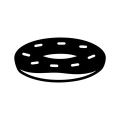 Simple black and white donut image with frosting and sprinkles design