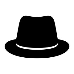 Silhouette image of a classic fedora hat with a contrasting band