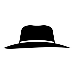 Vintage Black Fedora Hat with White Band Classic Headwear Silhouette