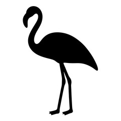 Elegant flamingo silhouette against a stark white background, embodying graceful simplicity
