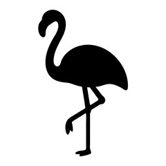 A black silhouette of a flamingo standing tall on one leg