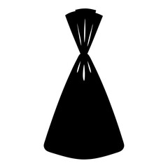 Stylized Black Silhouette of a Tied Up Plastic Bag on White Background