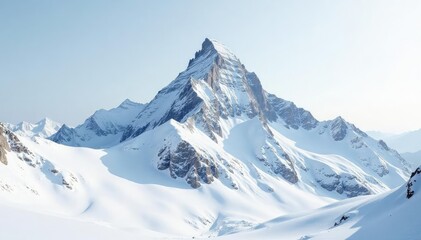 Snow-covered mountain peak, pristine white canvas, background, peak, cold weather
