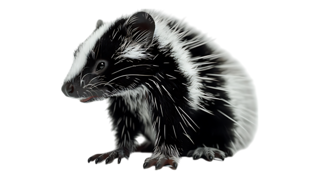 A skunk with a transparent background.