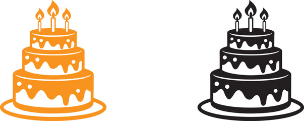 Birthday cake silhouette, Birthday cake vector illustration