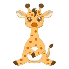 Cute Baby Giraffe Character. Vector Cartoon Illustration.