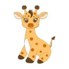 Cute Baby Giraffe Character. Vector Cartoon Illustration.