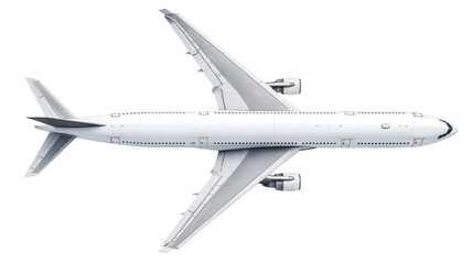 Commercial airplane in flight on transparent background

