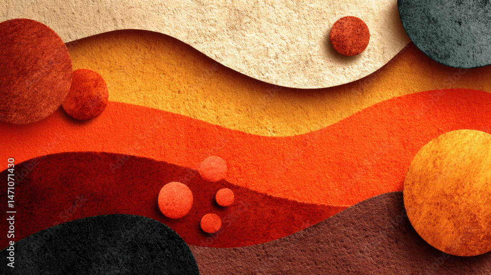 Poster artistic terracotta tone background dynamic abstract shapes in a textured digital art setting