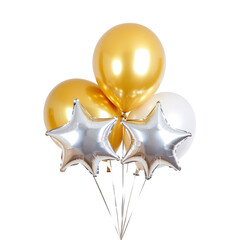 Balloon Bunch: A collection of vibrant balloons, featuring shining stars and golden spheres, creating a festive and cheerful display for celebration.