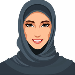 Naklejka premium Flat Vector. Portrait of only one Woman. Simple Background.