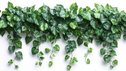 Fototapeta premium Luxuriant emerald ivy cascade, vibrant foliage gracefully spills across the surface