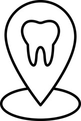 Tooth in Map Pin Icon for Graphics, Concept, Apps