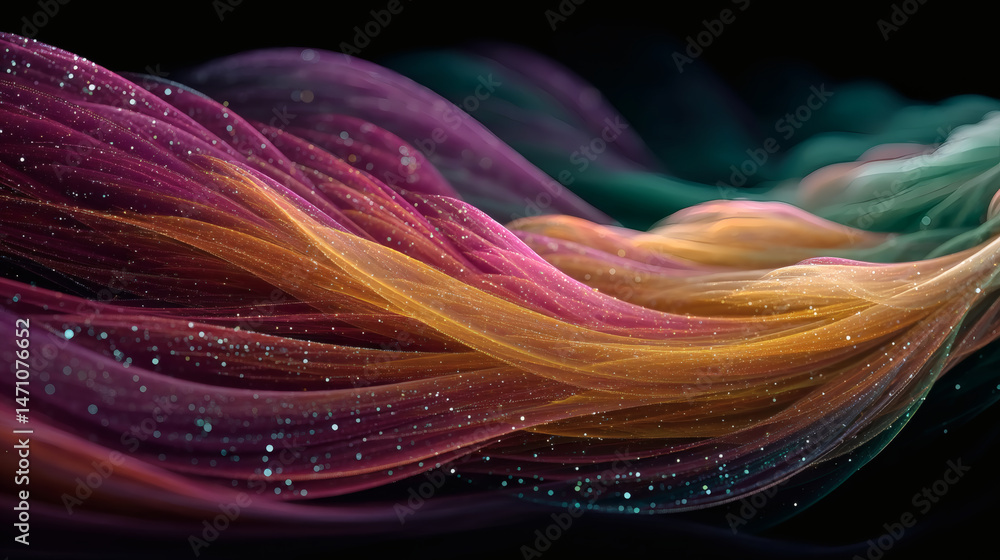 Aufkleber vivid fractal abstract art waves digital realm colorful visuals creative environment dynamic perspec
