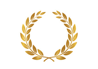 Fototapeta premium Golden laurel wreath isolated on transparent background for awards, achievements, and decorations.