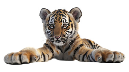 Fototapeta premium A tiger cub with a transparent background.