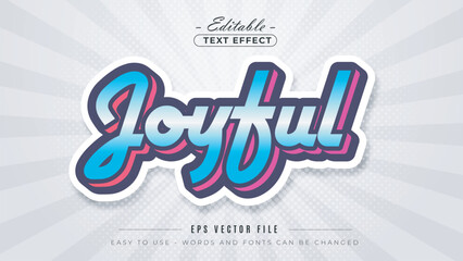 Neon joyful text, editable text effect.