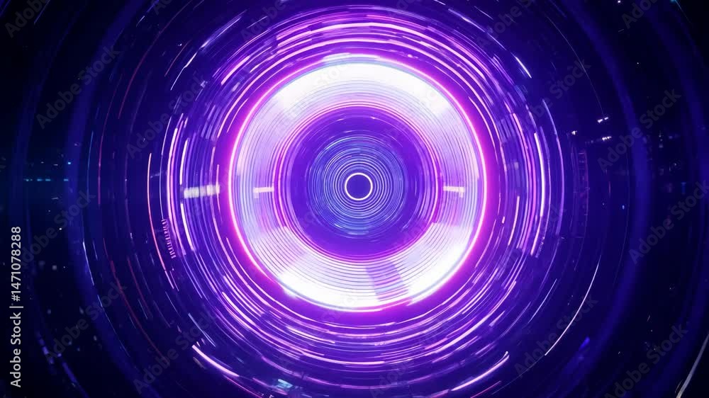 Aufkleber abstract circular light tunnel with motion blur effect in 4k.