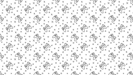 A seamless pattern of game controllers with circles and crosses on a white background design element