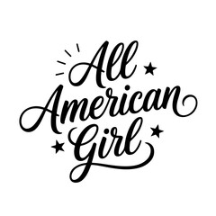 All American girl. Vector Design Isolated on White Background