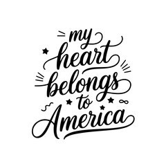 Obraz premium My heart belongs to America. Vector Design Isolated on White Background