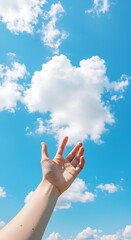 Reaching for the Sunlit Sky: A Hand's Embrace
