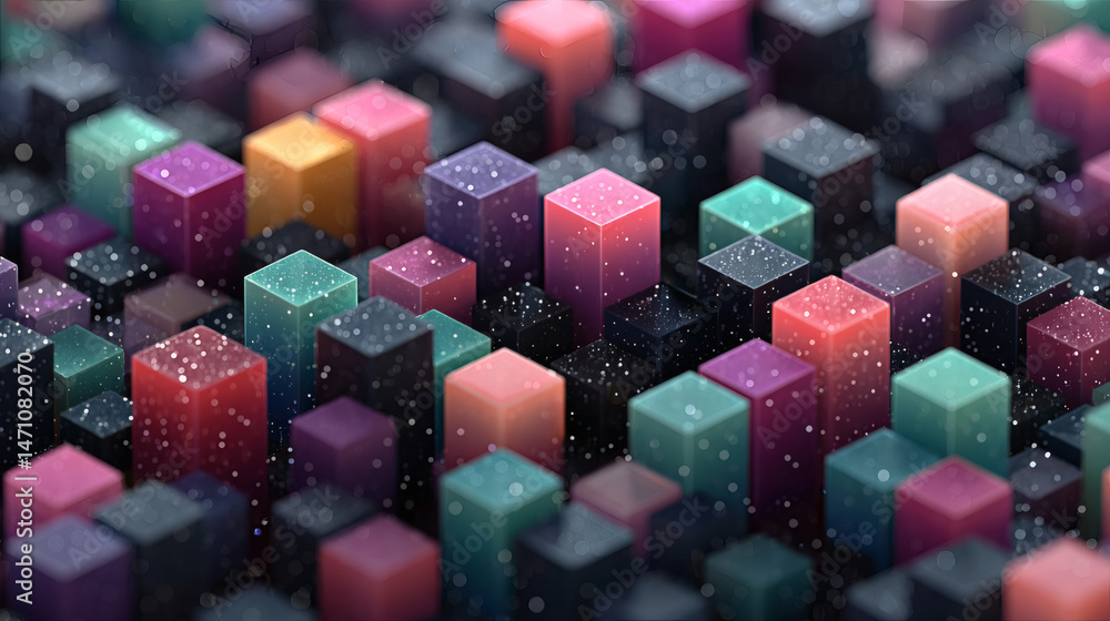 Poster futuristic isometric grid pattern design digital art creation abstract environment high-tech viewpoi