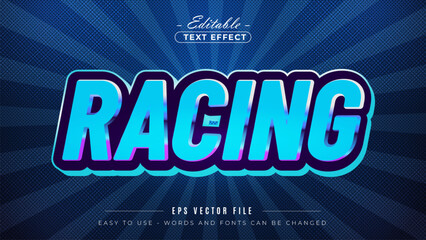 Fototapeta premium Neon racing text style, editable text effect.