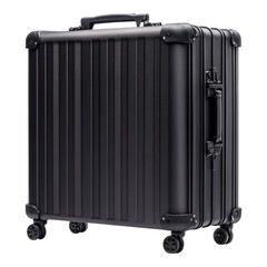 Fototapeta premium Sleek Black Spinner Suitcase with Modern Design for Travel Convenience Isolated on transparent background