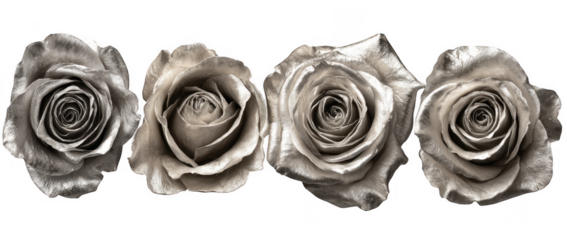Shiny Silver Rose Flower in transparent background