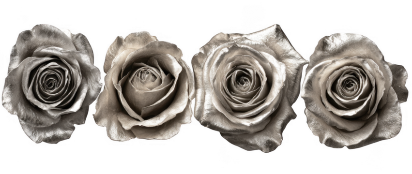 Shiny Silver Rose Flower in transparent background
