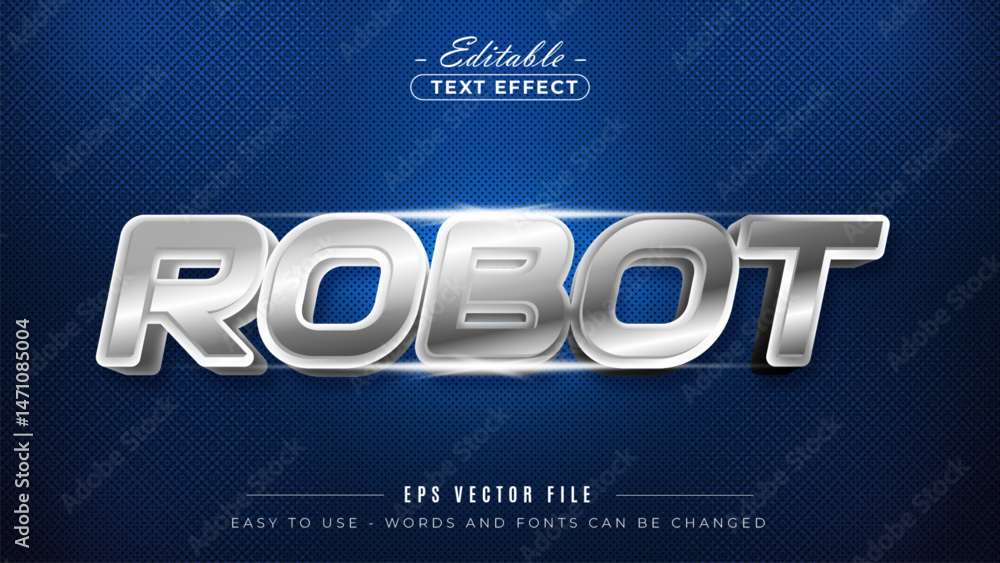 Poster silver neon robot editable text effect.