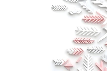 A white background with scattered pink and white arrows