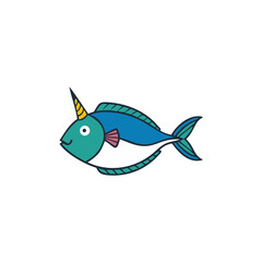 Unicornfish marine species vector illustration