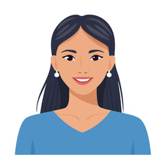 Fototapeta premium Flat Vector. Portrait of only one Woman. Simple Background.