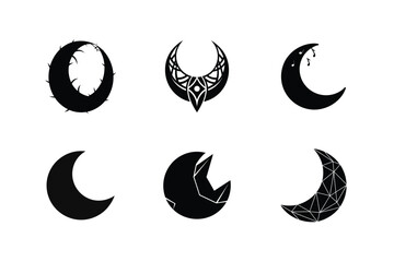 Moon Silhouette Vector Illustrations Set-4