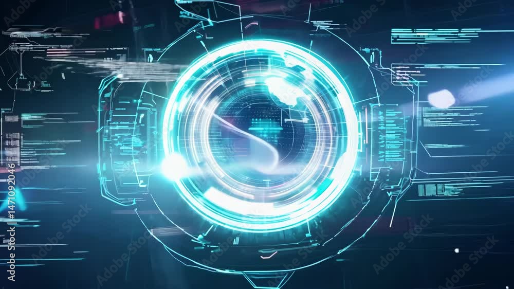 Aufkleber futuristic hud interface overlay sci-fi data stream in motion 4k.