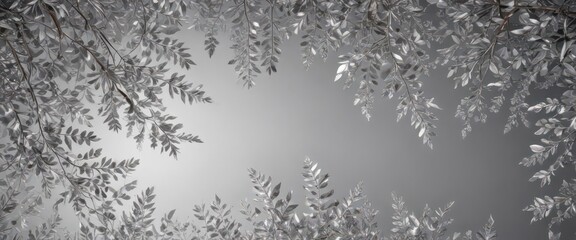Obraz premium Shimmering silver foliage wallpaper, continuous design, shimmer, surface