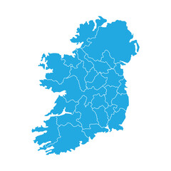 Ireland Map Vector Illustration Blue