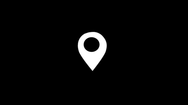 location icon animation dark screen. gps sign. location symbol, map point, location pin concept on transparent background. location pointer symbol.....,